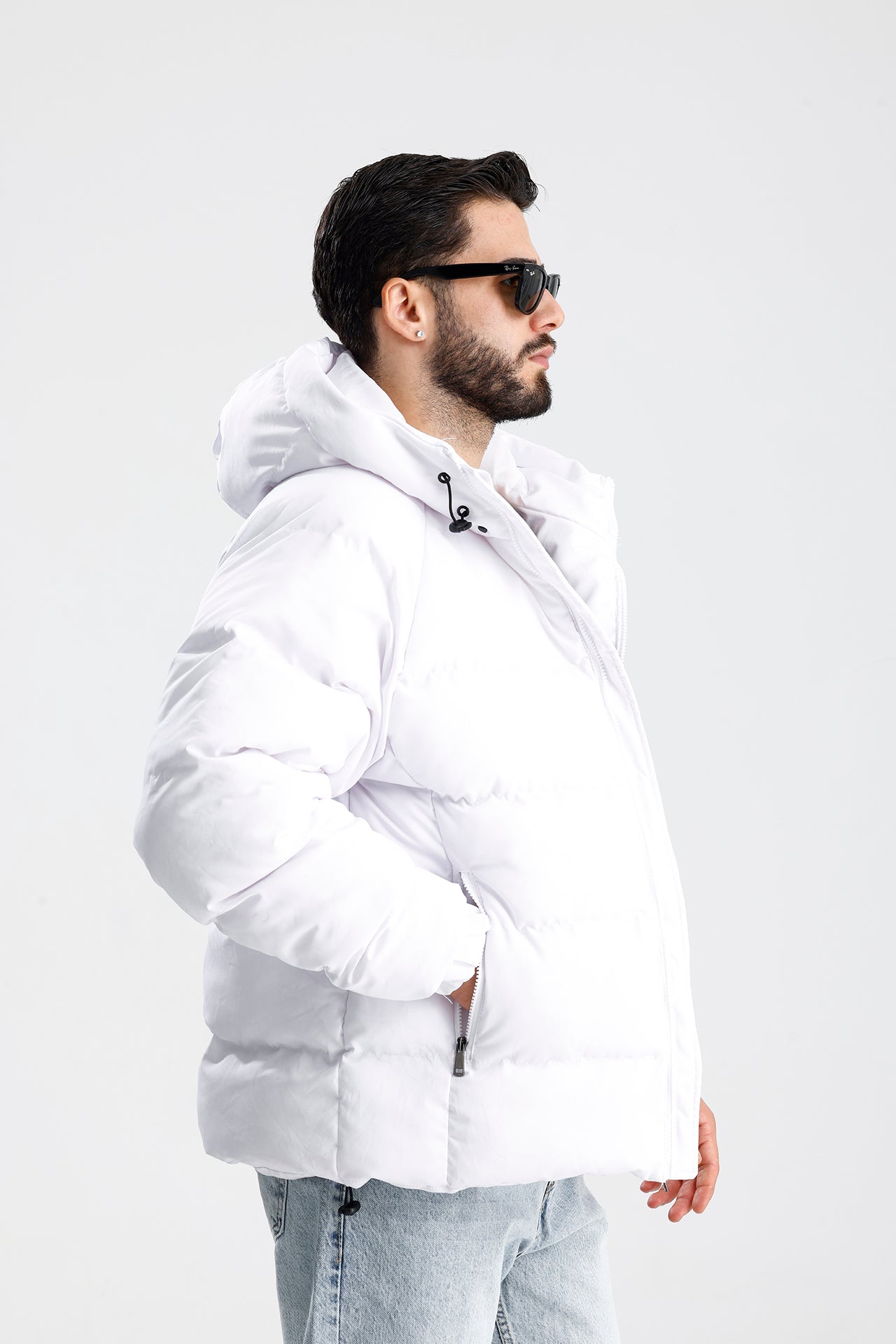 STWD Nakışlı Oversize Kapüşonlu Şişme Mont