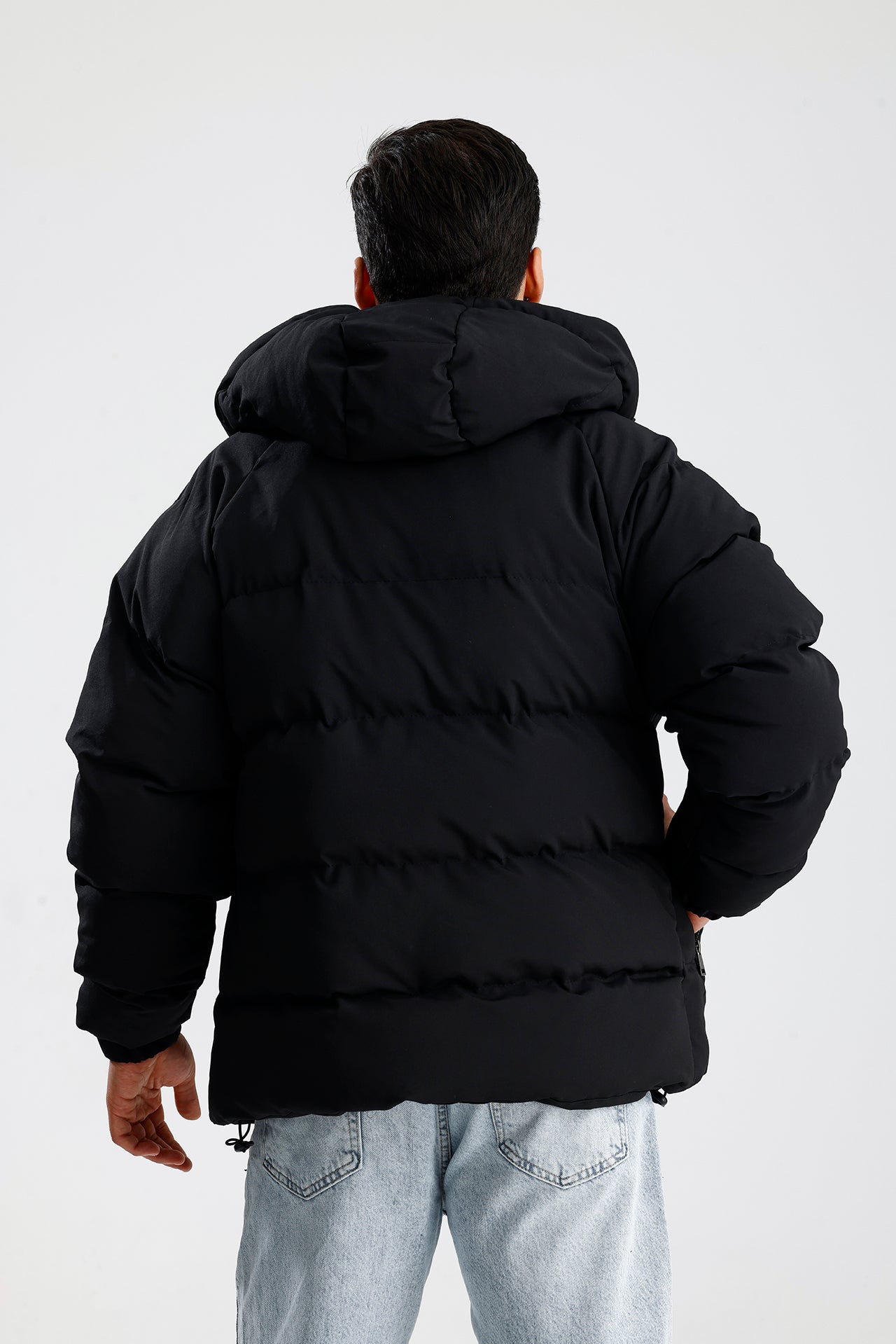 STWD Nakışlı Oversize Kapüşonlu Şişme Mont