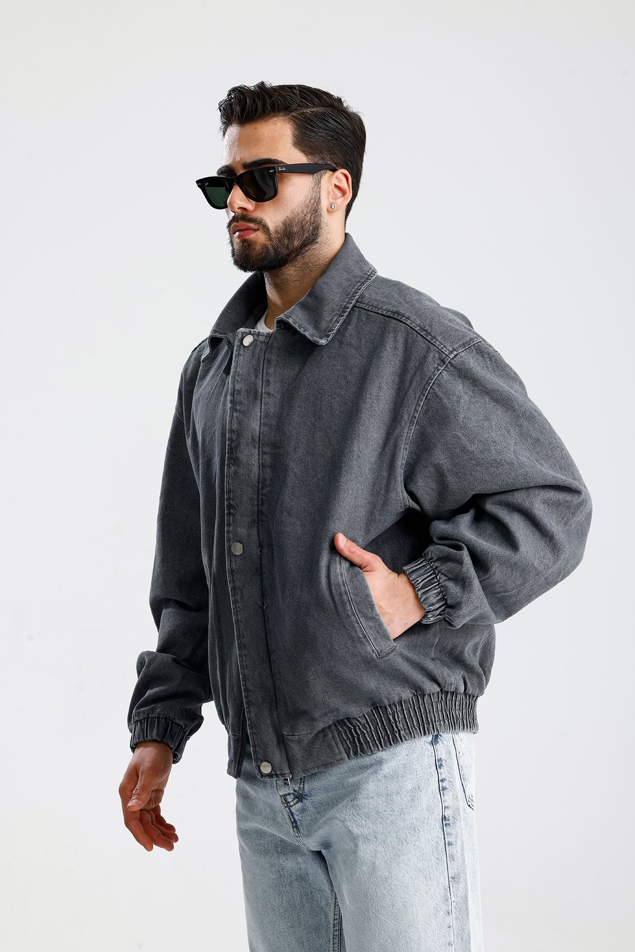 Yıkamalı Premium Bomber Kot Ceket