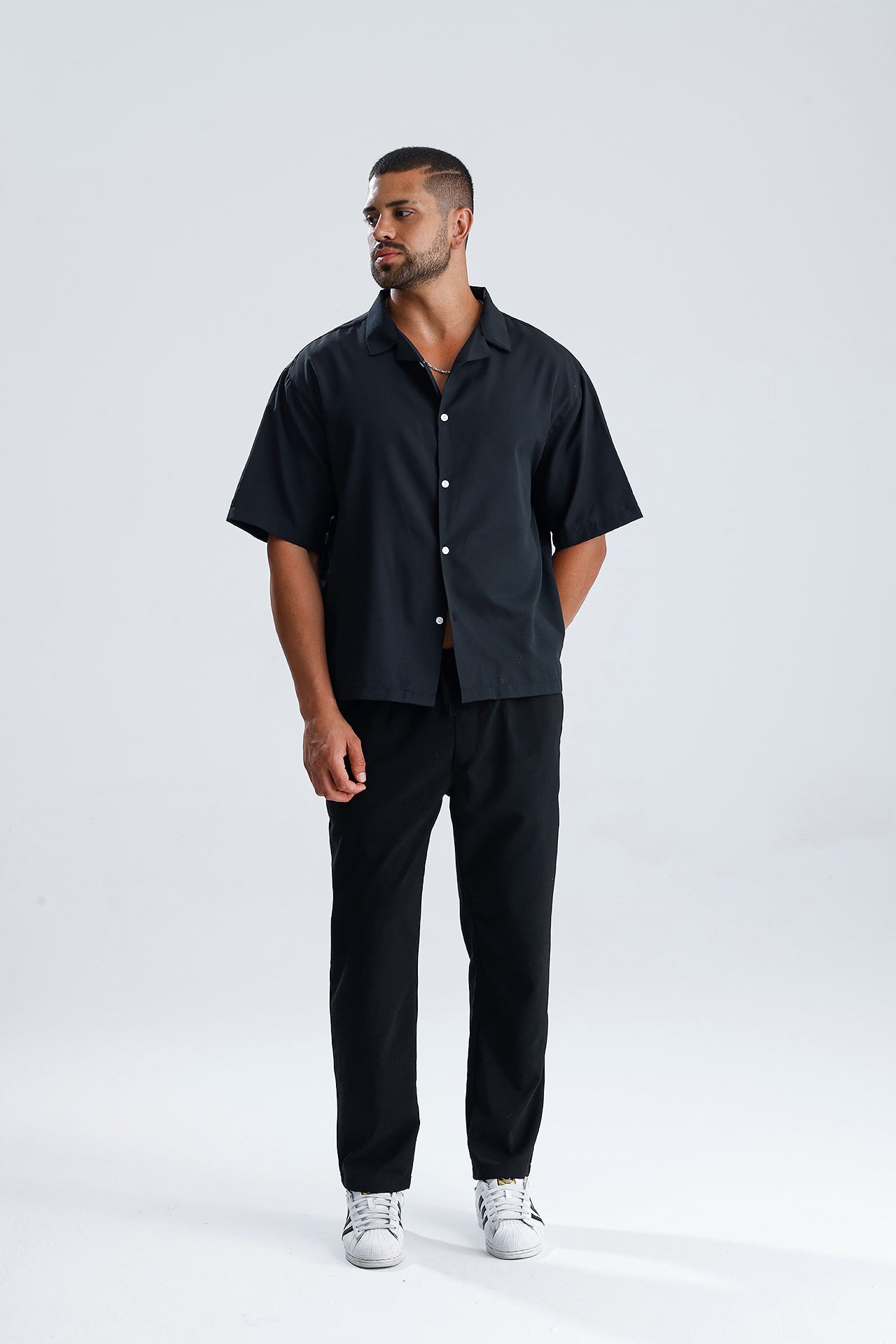 Oversize Fit Kısa Kol Dokulu Gömlek