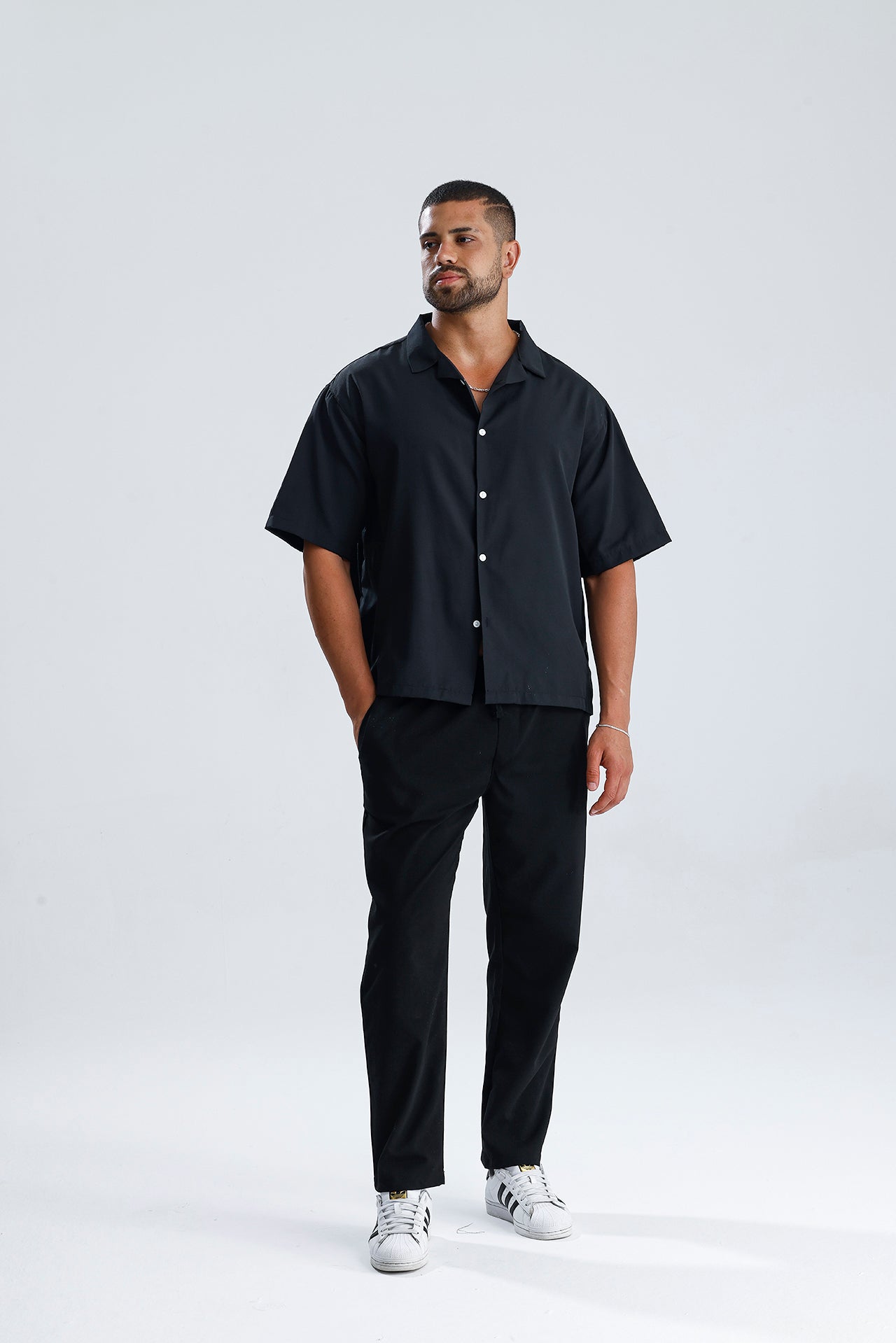 Oversize Fit Kısa Kol Dokulu Gömlek