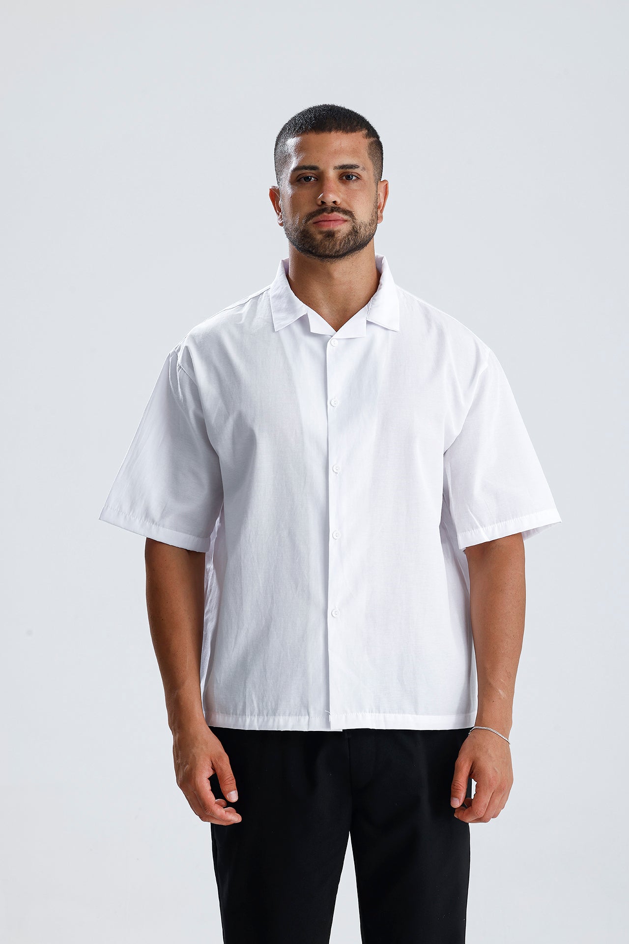 Oversize Fit Kısa Kol Dokulu Gömlek