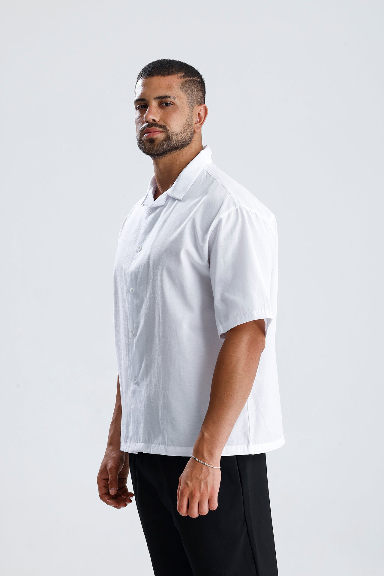 Oversize Fit Kısa Kol Dokulu Gömlek