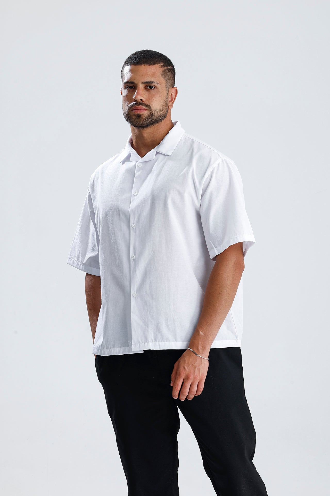 Oversize Fit Kısa Kol Dokulu Gömlek