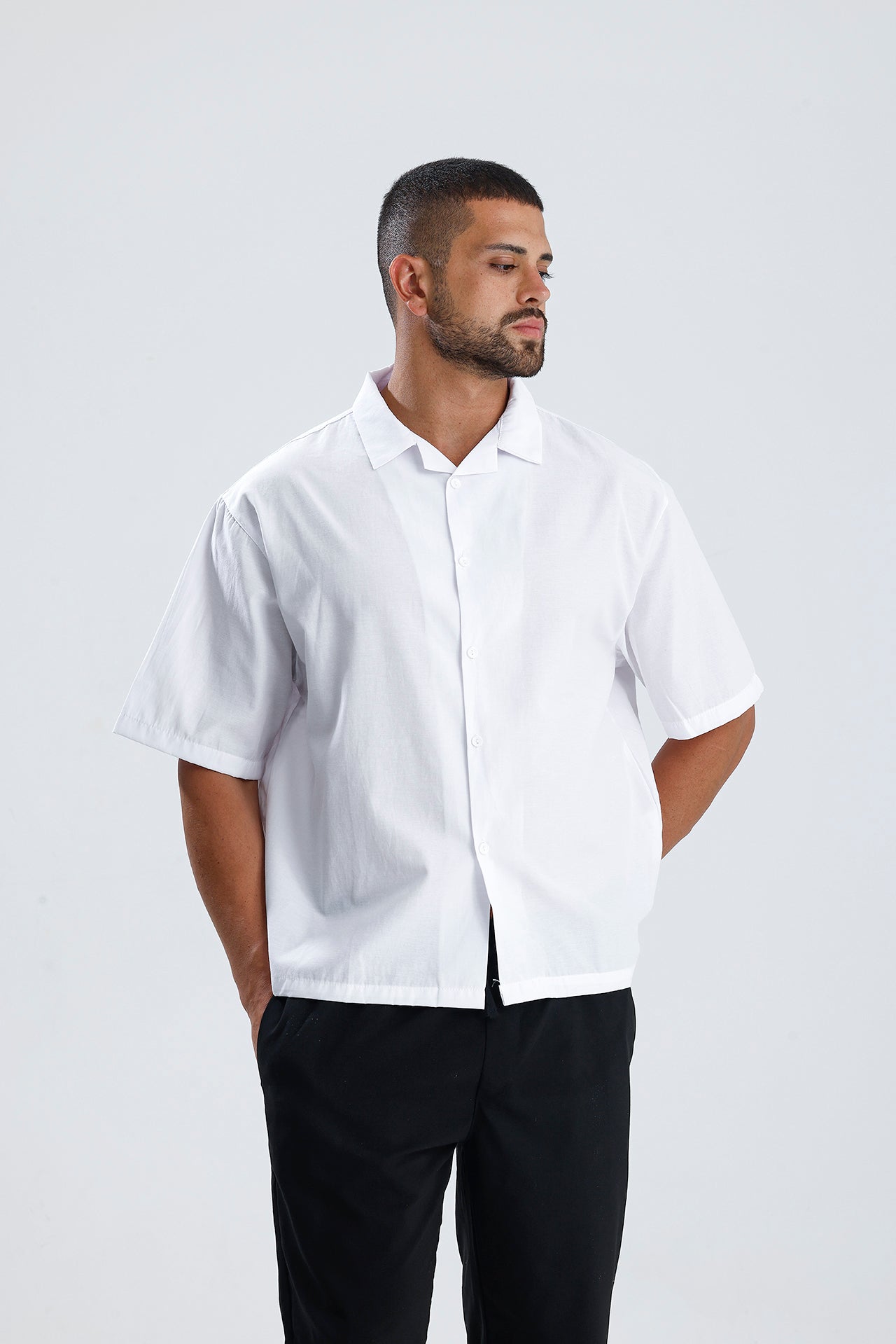 Oversize Fit Kısa Kol Dokulu Gömlek