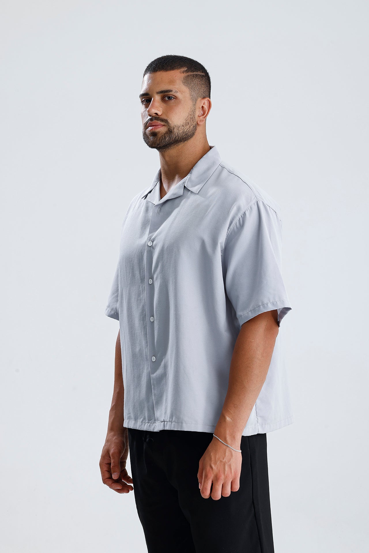 Oversize Fit Kısa Kol Dokulu Gömlek