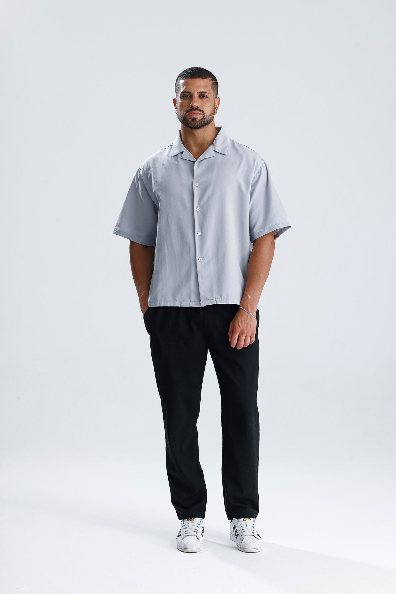 Oversize Fit Kısa Kol Dokulu Gömlek