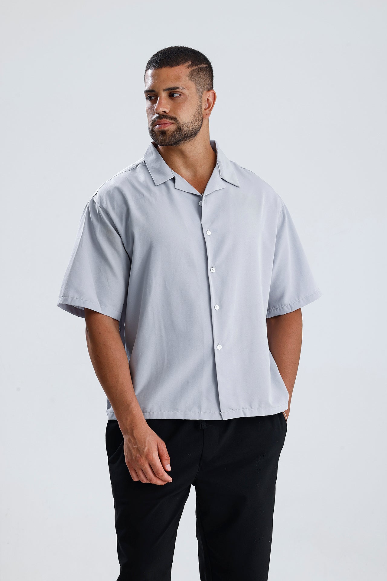 Oversize Fit Kısa Kol Dokulu Gömlek