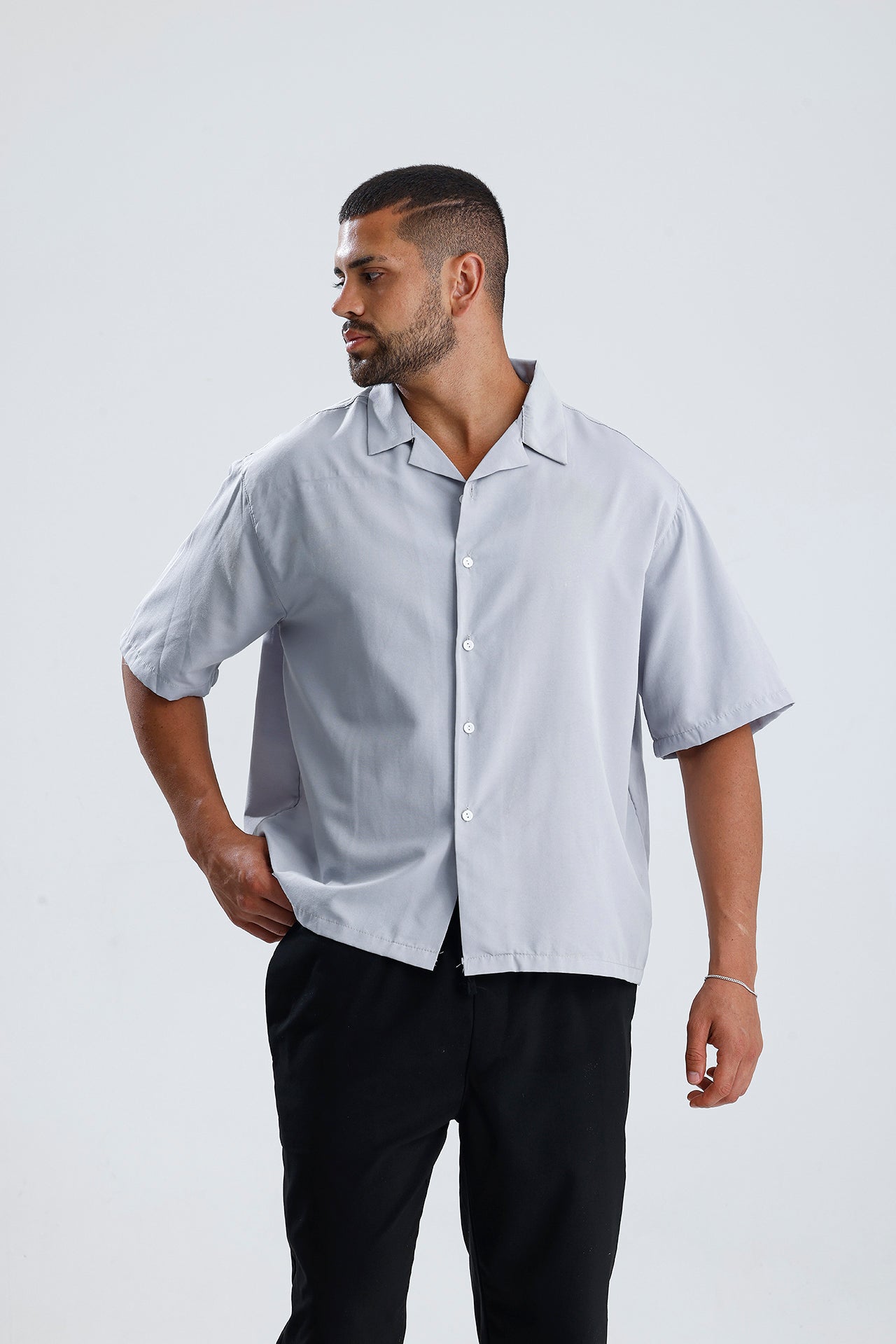 Oversize Fit Kısa Kol Dokulu Gömlek