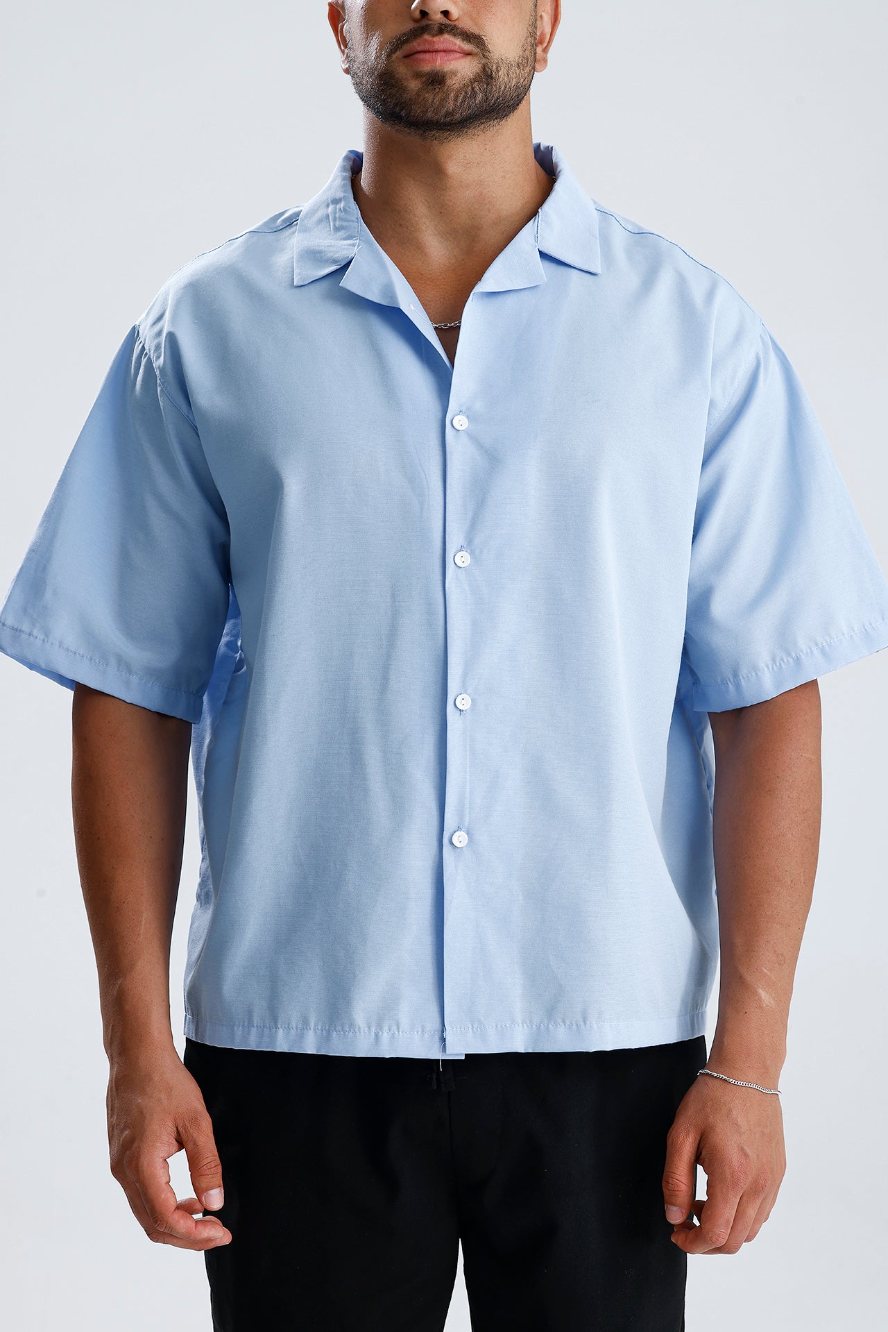 Oversize Fit Kısa Kol Dokulu Gömlek