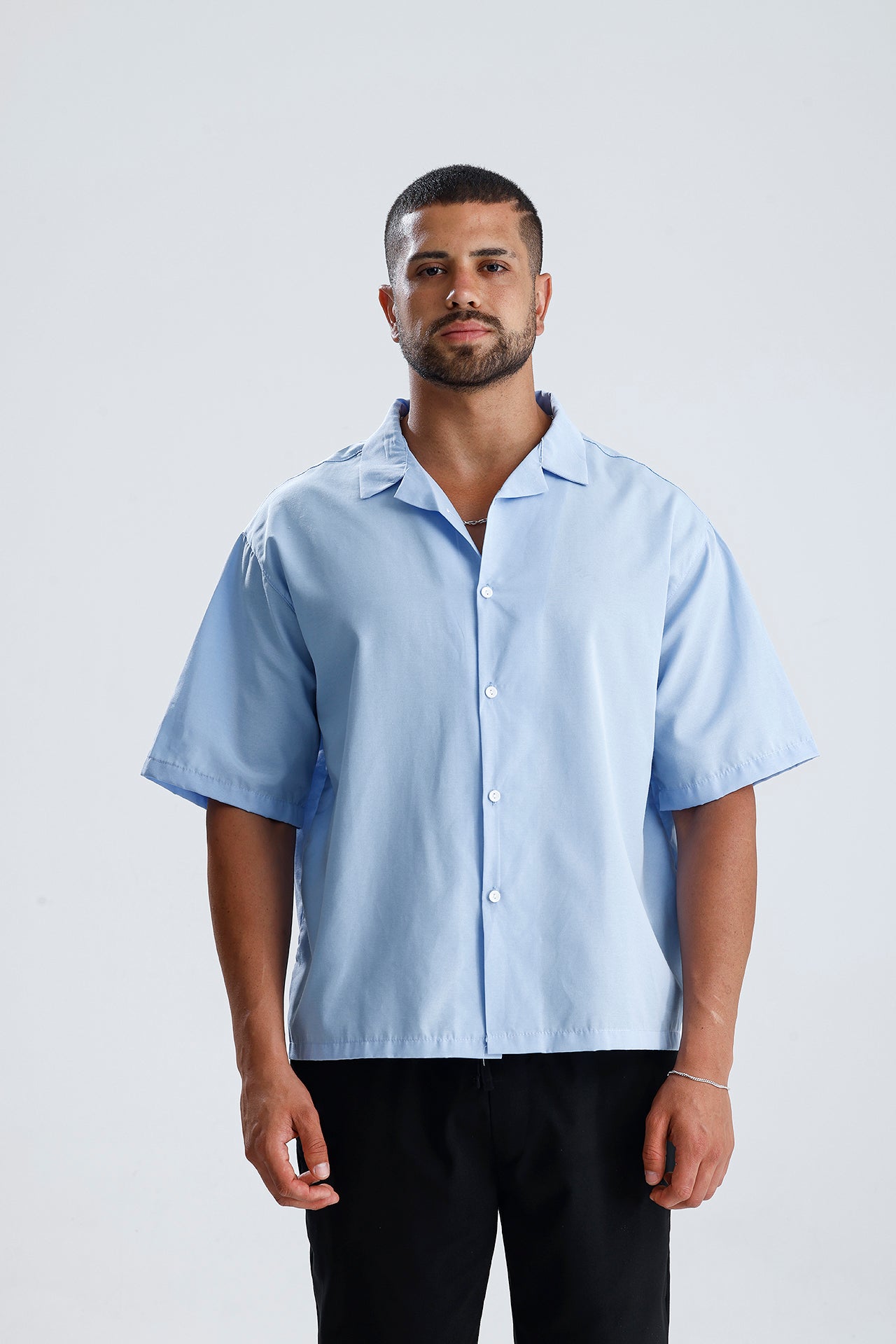 Oversize Fit Kısa Kol Dokulu Gömlek