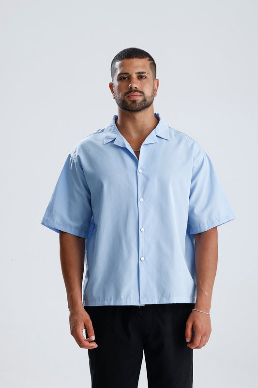 Oversize Fit Kısa Kol Dokulu Gömlek