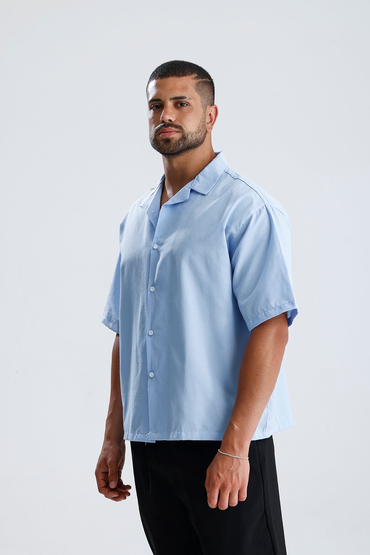 Oversize Fit Kısa Kol Dokulu Gömlek