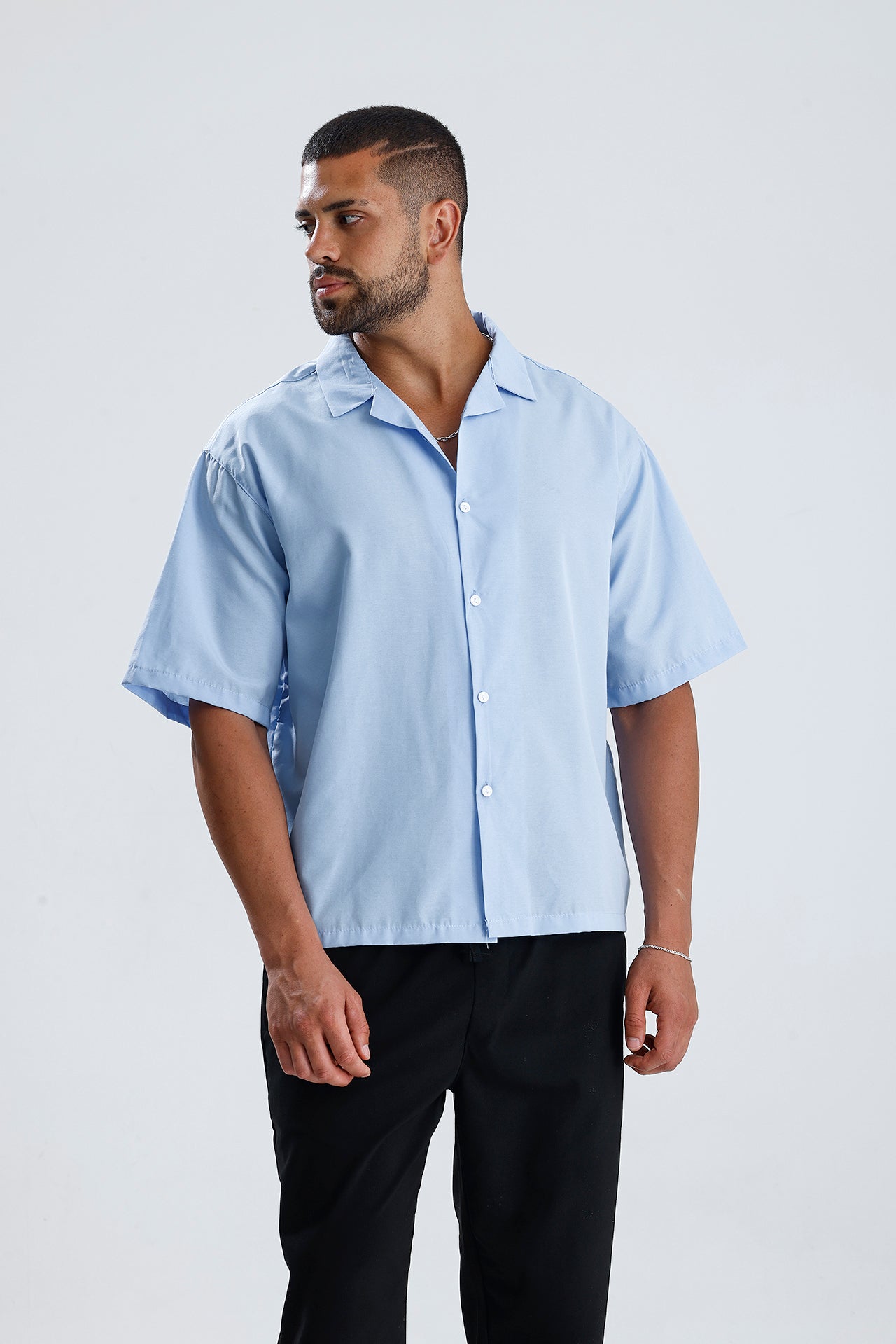 Oversize Fit Kısa Kol Dokulu Gömlek