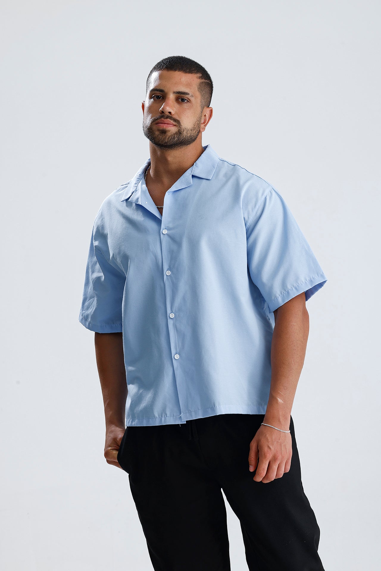 Oversize Fit Kısa Kol Dokulu Gömlek