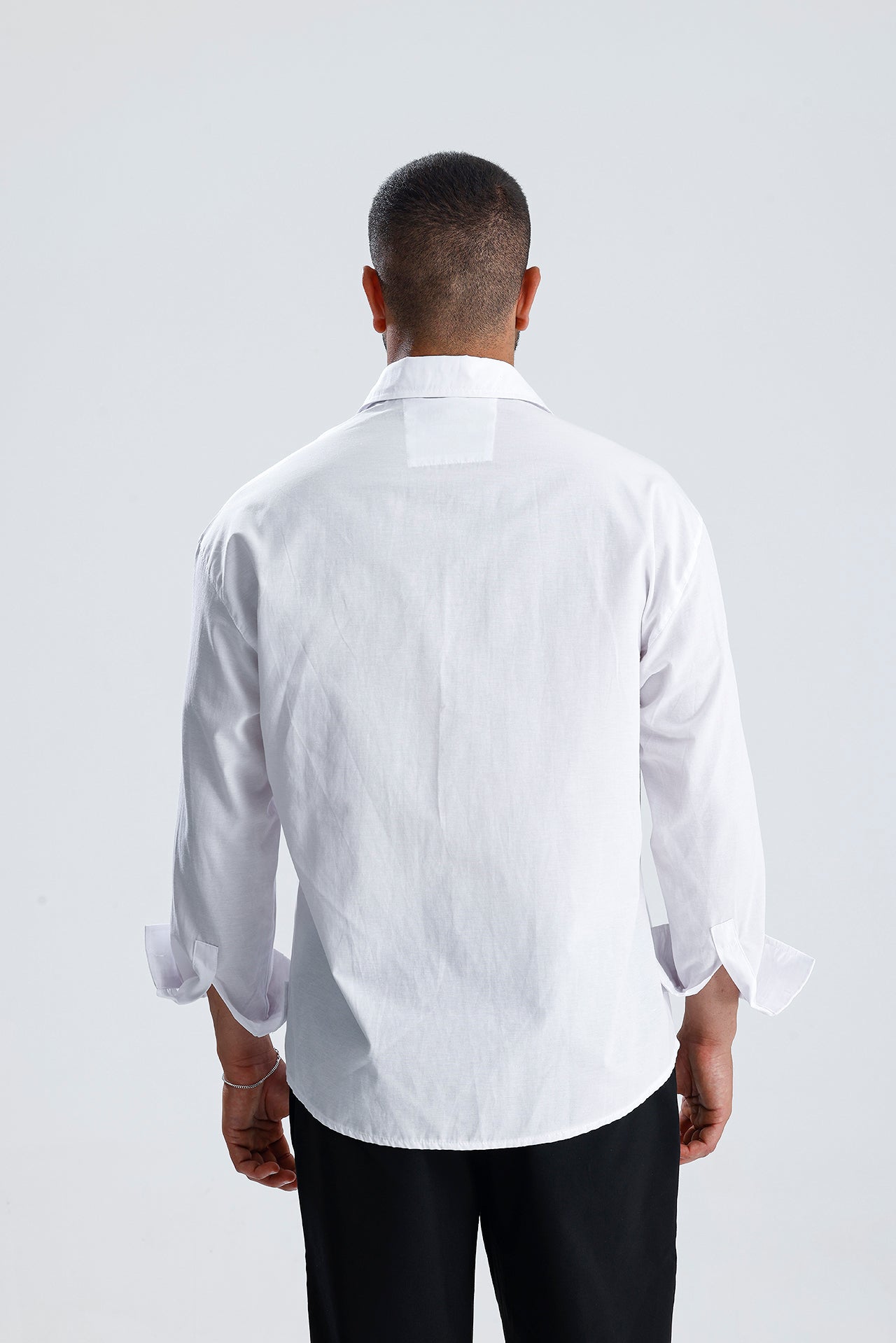 Oversize Fit Dokulu Uzun Kol Gömlek