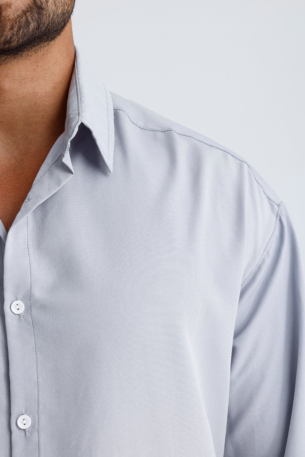 Oversize Fit Dokulu Uzun Kol Gömlek