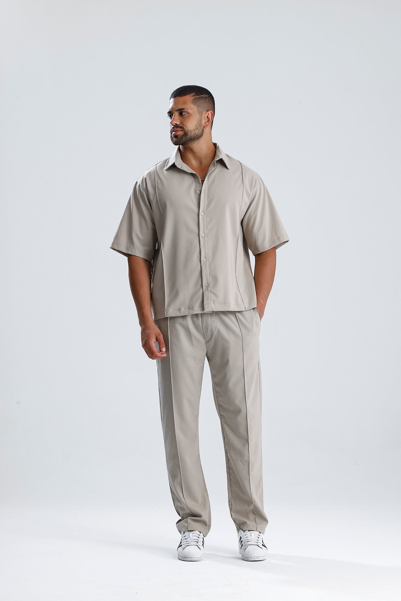 Ön Dikiş Detaylı Kumaş Takım