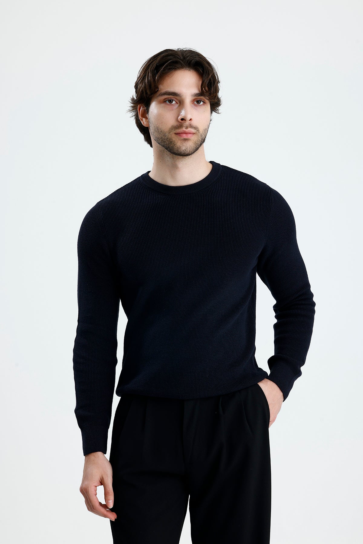 Bisiklet Yaka Premium Selanik Örgü Triko Kazak