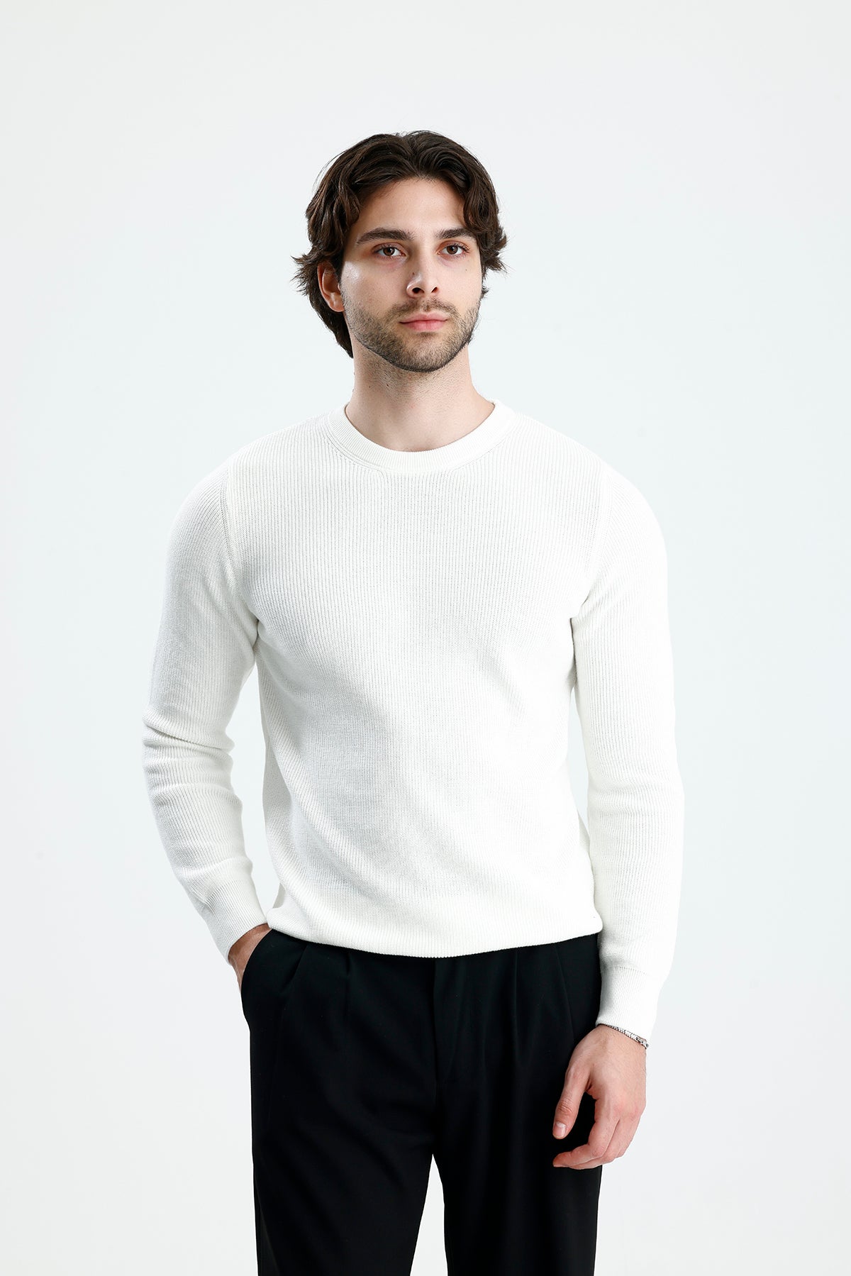 Bisiklet Yaka Premium Selanik Örgü Triko Kazak