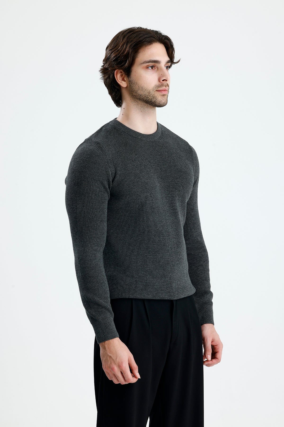 Bisiklet Yaka Premium Selanik Örgü Triko Kazak