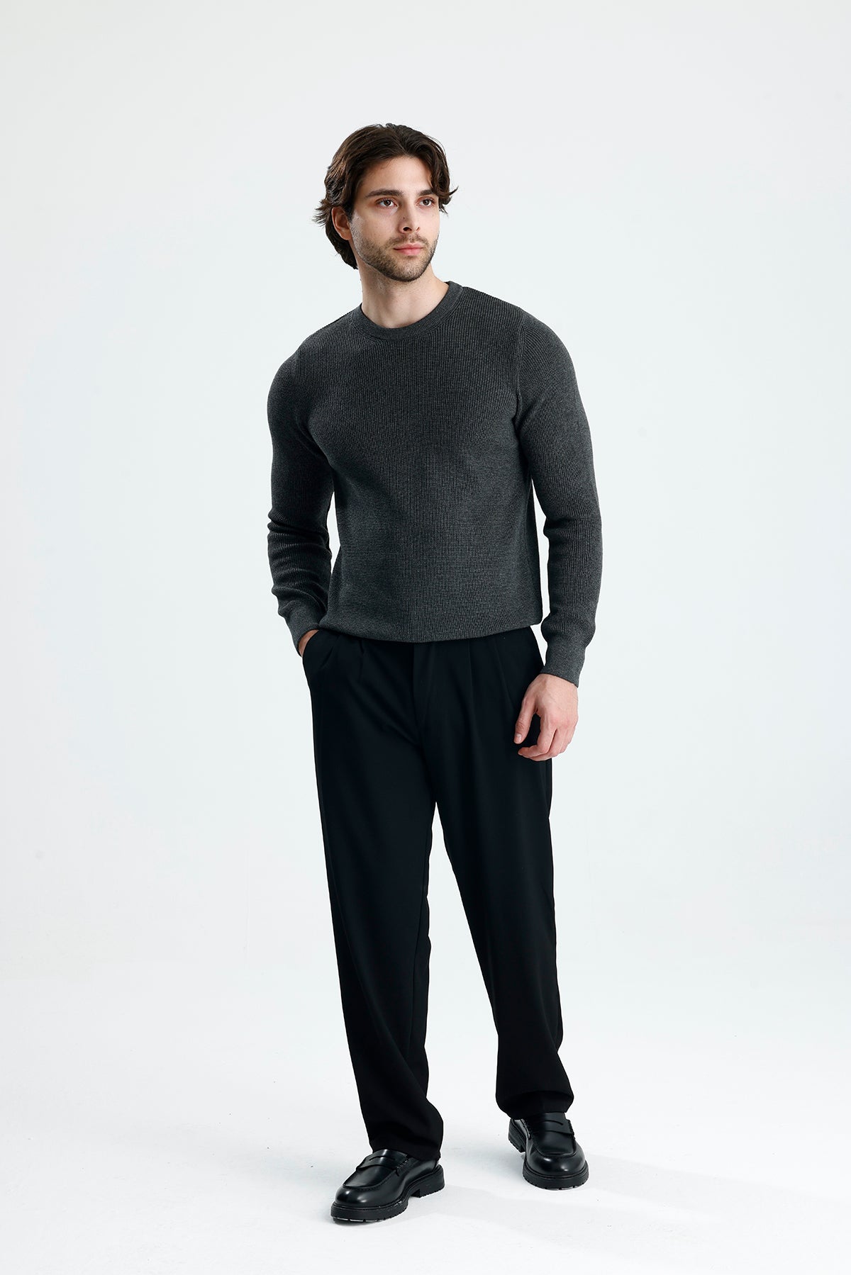 Bisiklet Yaka Premium Selanik Örgü Triko Kazak