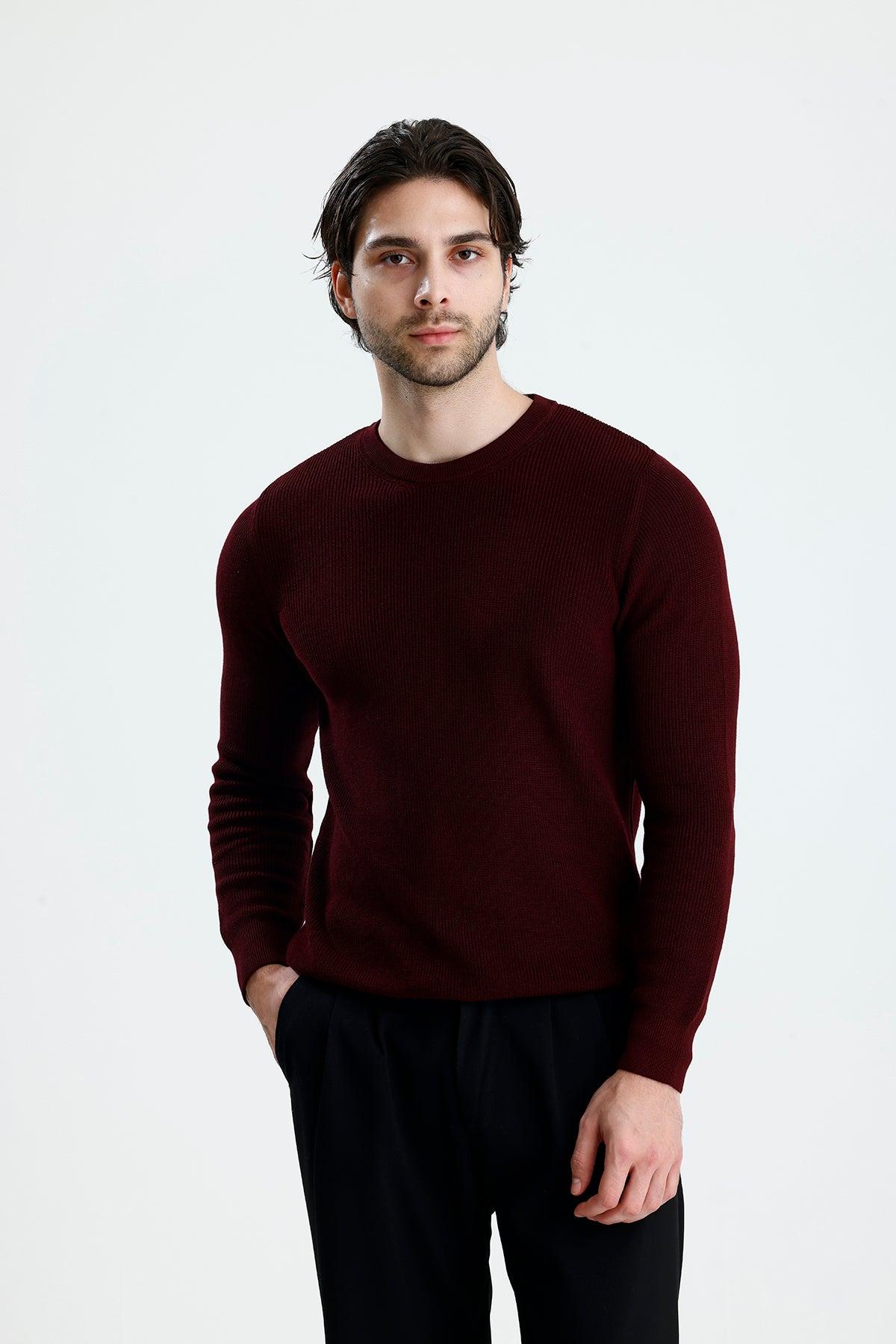 Bisiklet Yaka Premium Selanik Örgü Triko Kazak