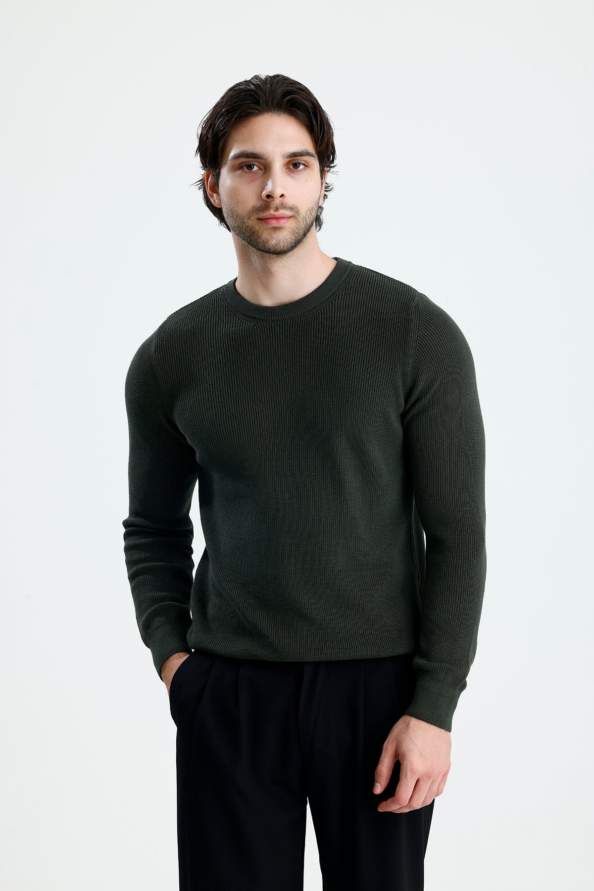 Bisiklet Yaka Premium Selanik Örgü Triko Kazak