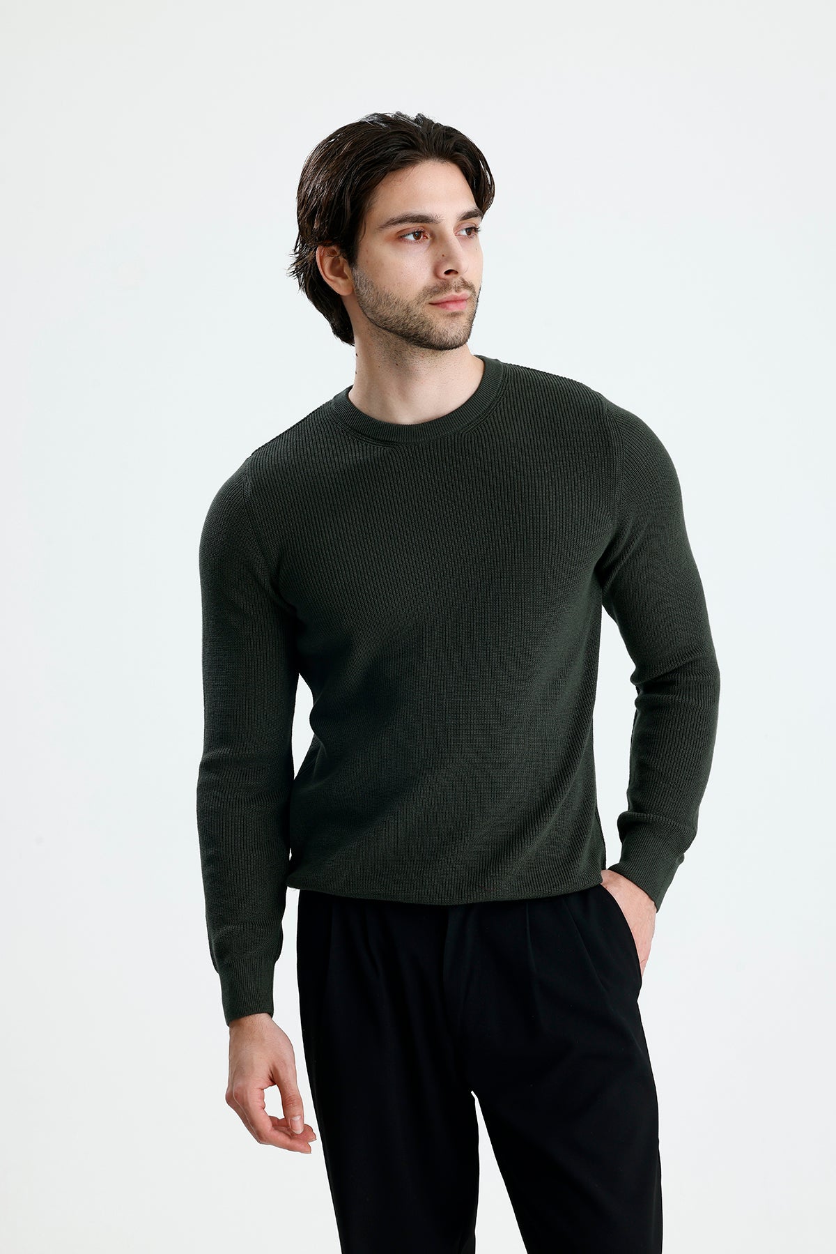 Bisiklet Yaka Premium Selanik Örgü Triko Kazak