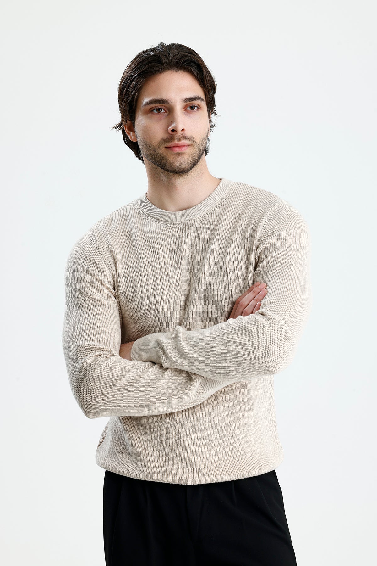 Bisiklet Yaka Premium Selanik Örgü Triko Kazak