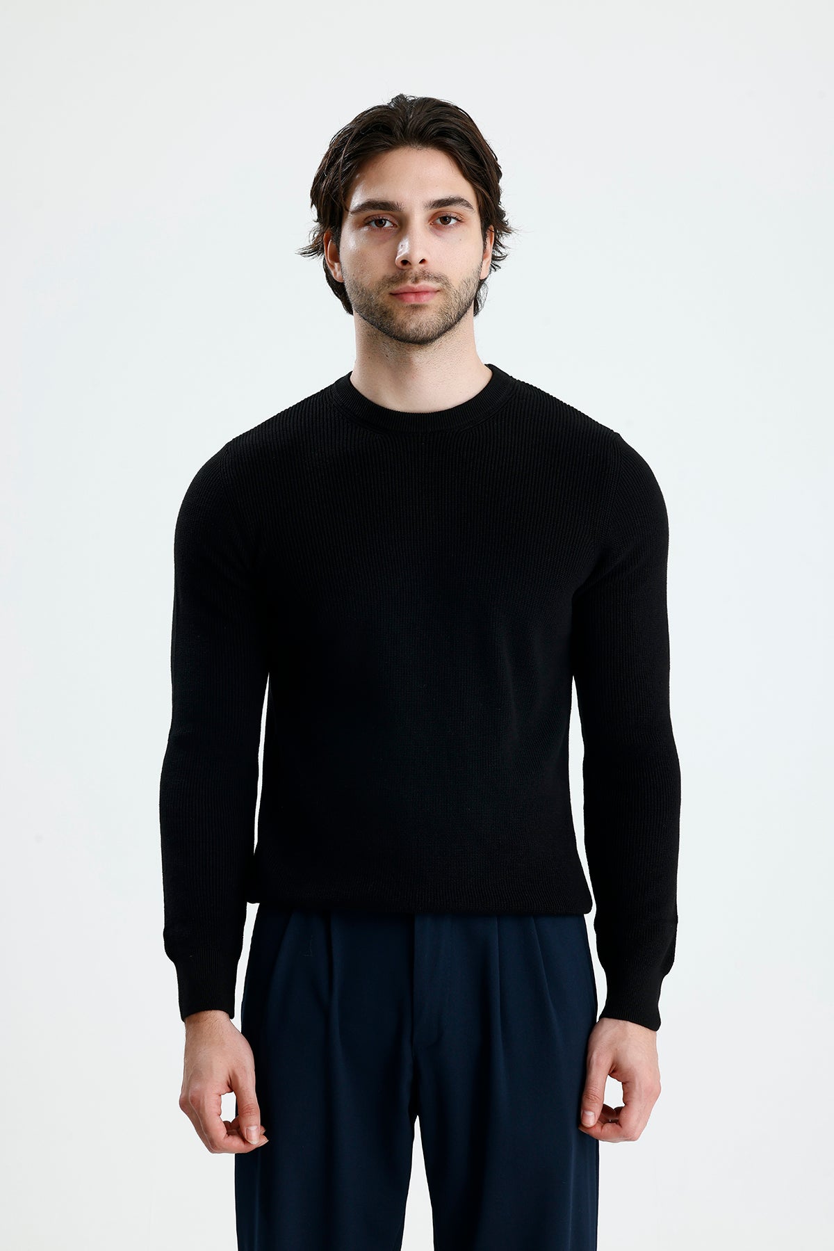 Bisiklet Yaka Premium Selanik Örgü Triko Kazak