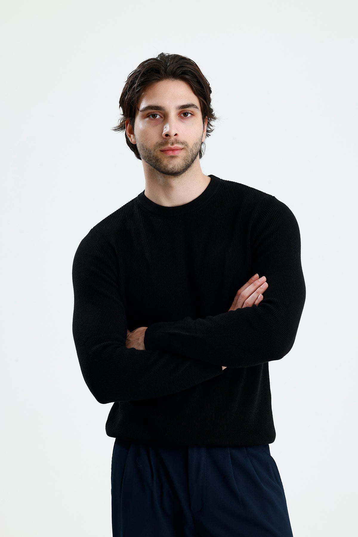 Bisiklet Yaka Premium Selanik Örgü Triko Kazak