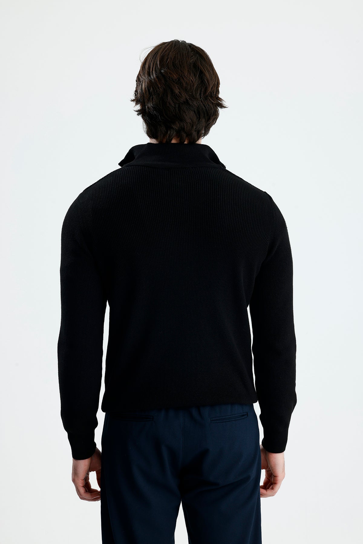 Yarım Fermuarlı Selanik Örgü Triko Kazak