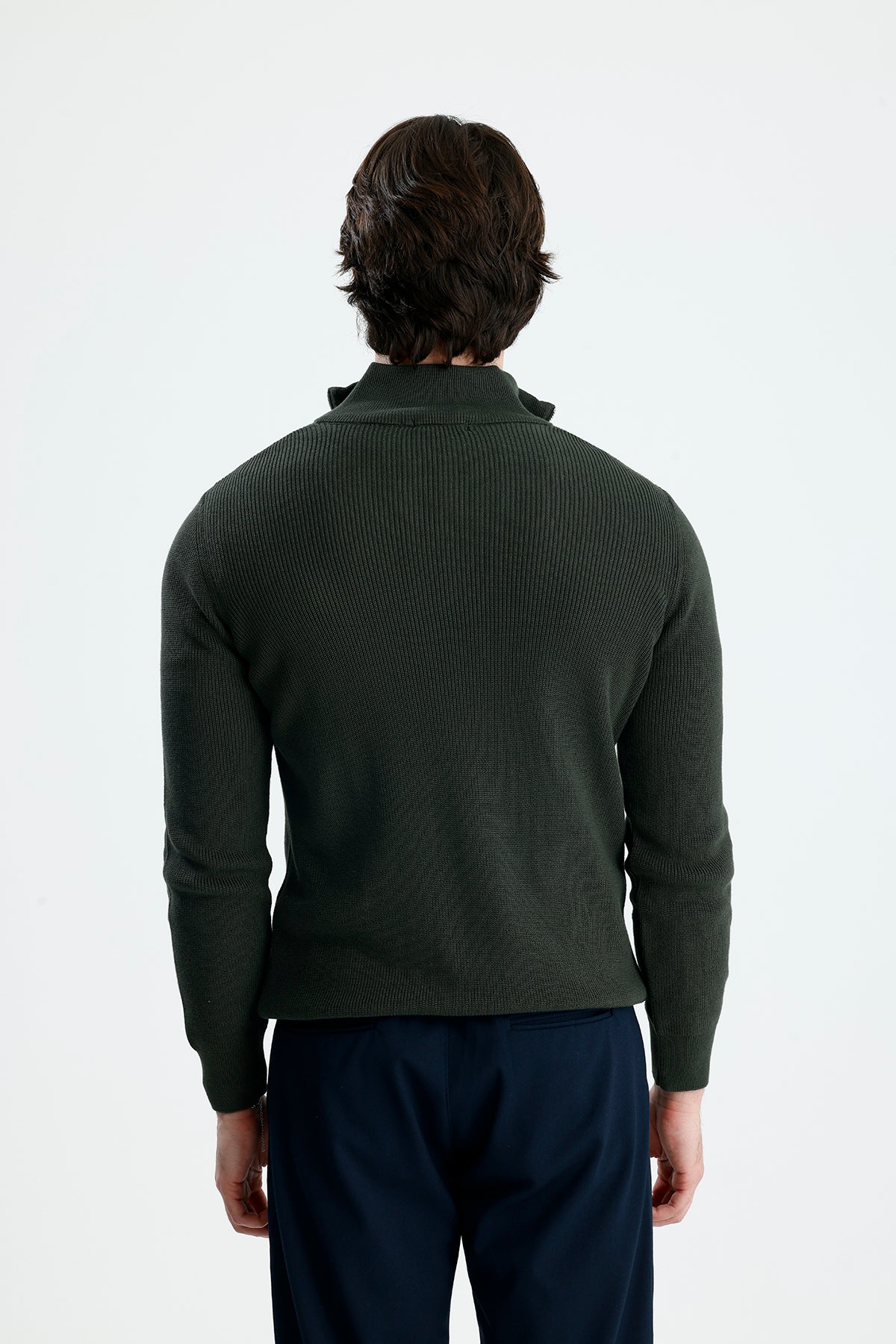 Yarım Fermuarlı Selanik Örgü Triko Kazak