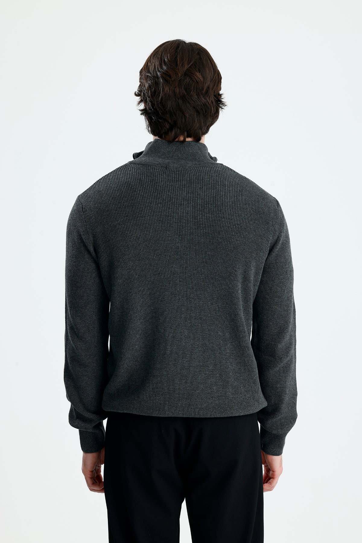 Yarım Fermuarlı Selanik Örgü Triko Kazak