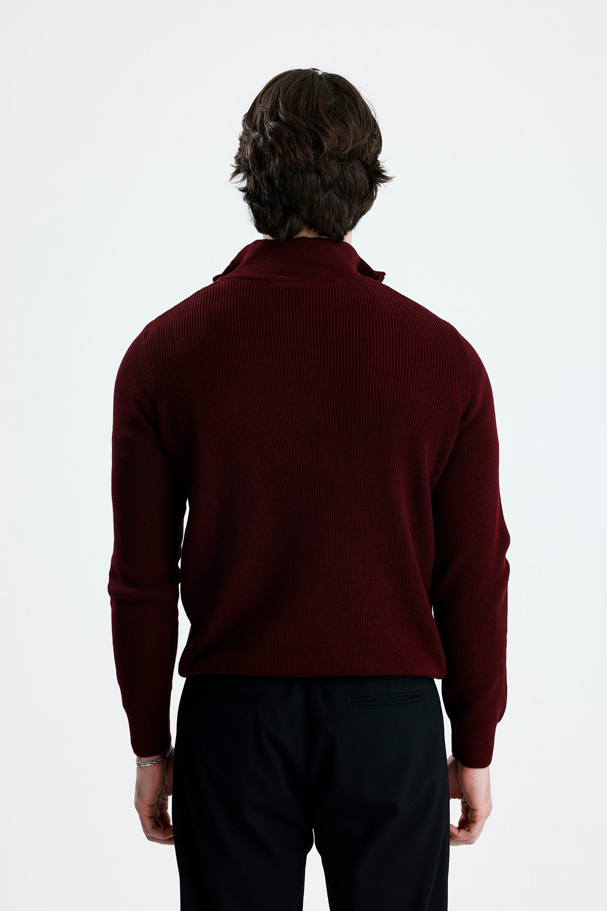 Yarım Fermuarlı Selanik Örgü Triko Kazak