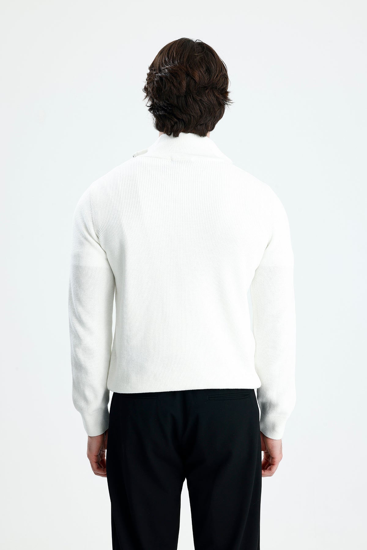 Yarım Fermuarlı Selanik Örgü Triko Kazak