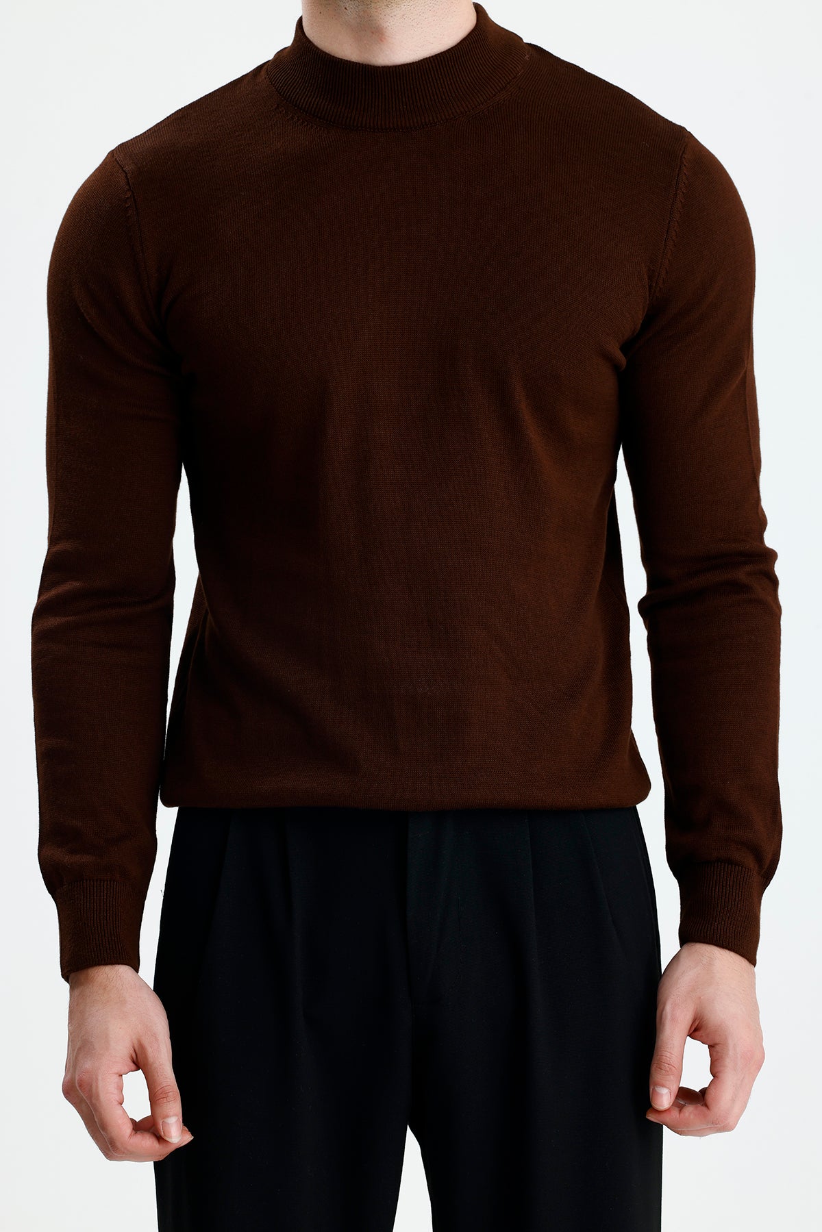 Yarım Balıkçı Yaka Düz Örgü Premium Triko Kazak