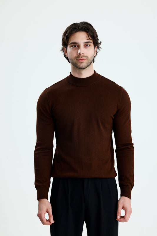 Yarım Balıkçı Yaka Düz Örgü Premium Triko Kazak