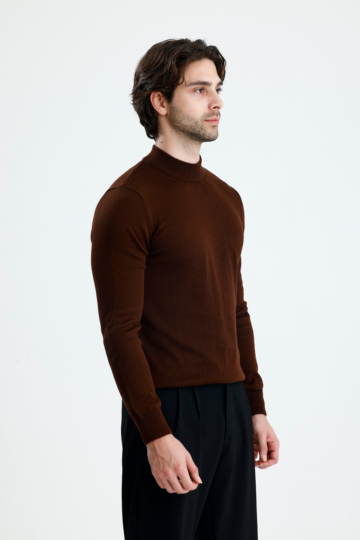 Yarım Balıkçı Yaka Düz Örgü Premium Triko Kazak