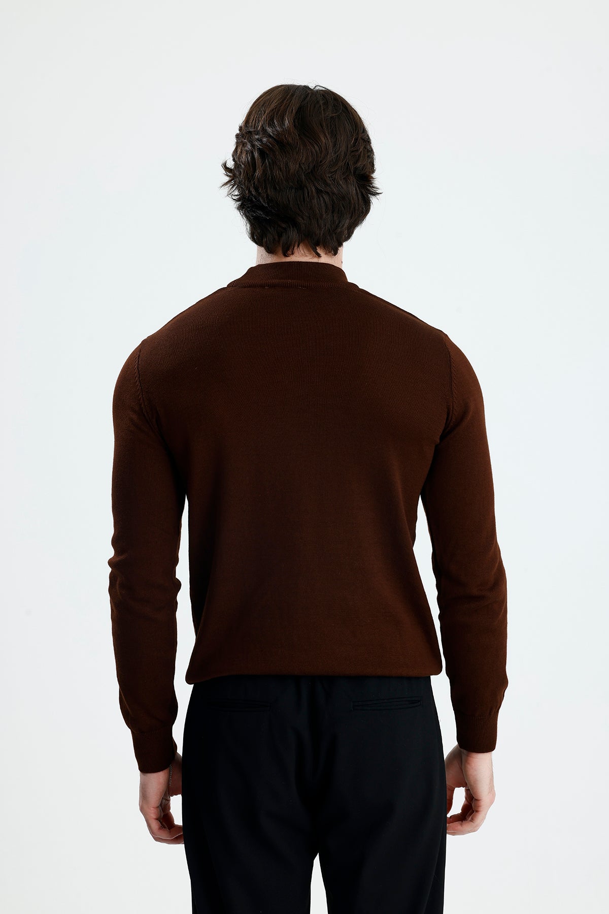 Yarım Balıkçı Yaka Düz Örgü Premium Triko Kazak