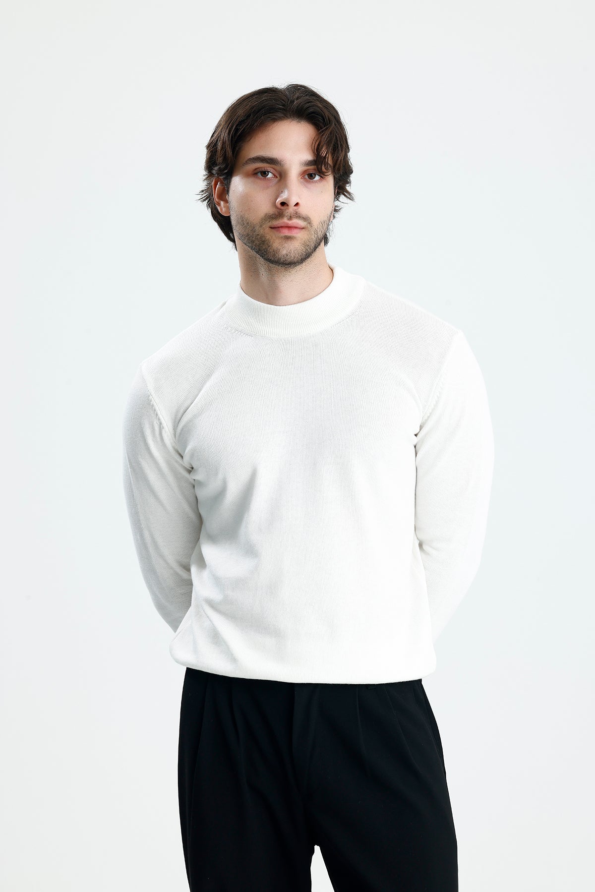 Yarım Balıkçı Yaka Düz Örgü Premium Triko Kazak