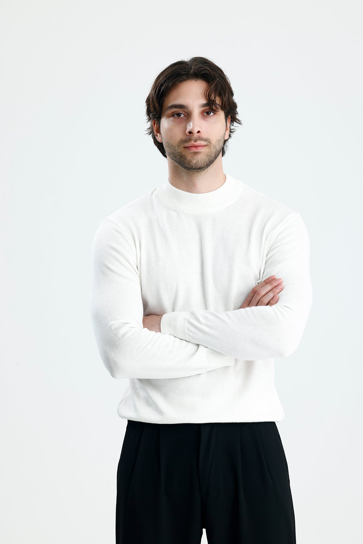 Yarım Balıkçı Yaka Düz Örgü Premium Triko Kazak