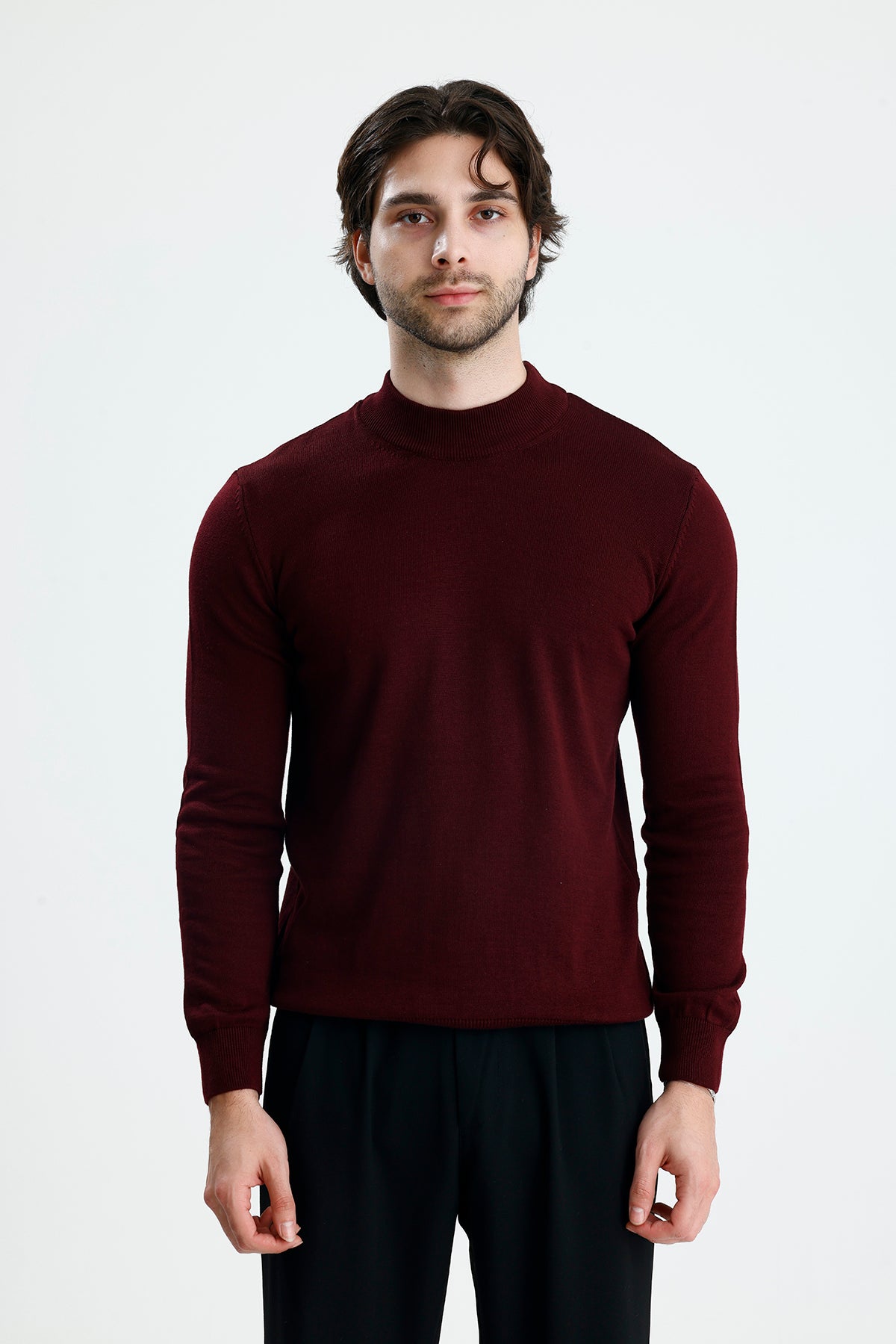 Yarım Balıkçı Yaka Düz Örgü Premium Triko Kazak