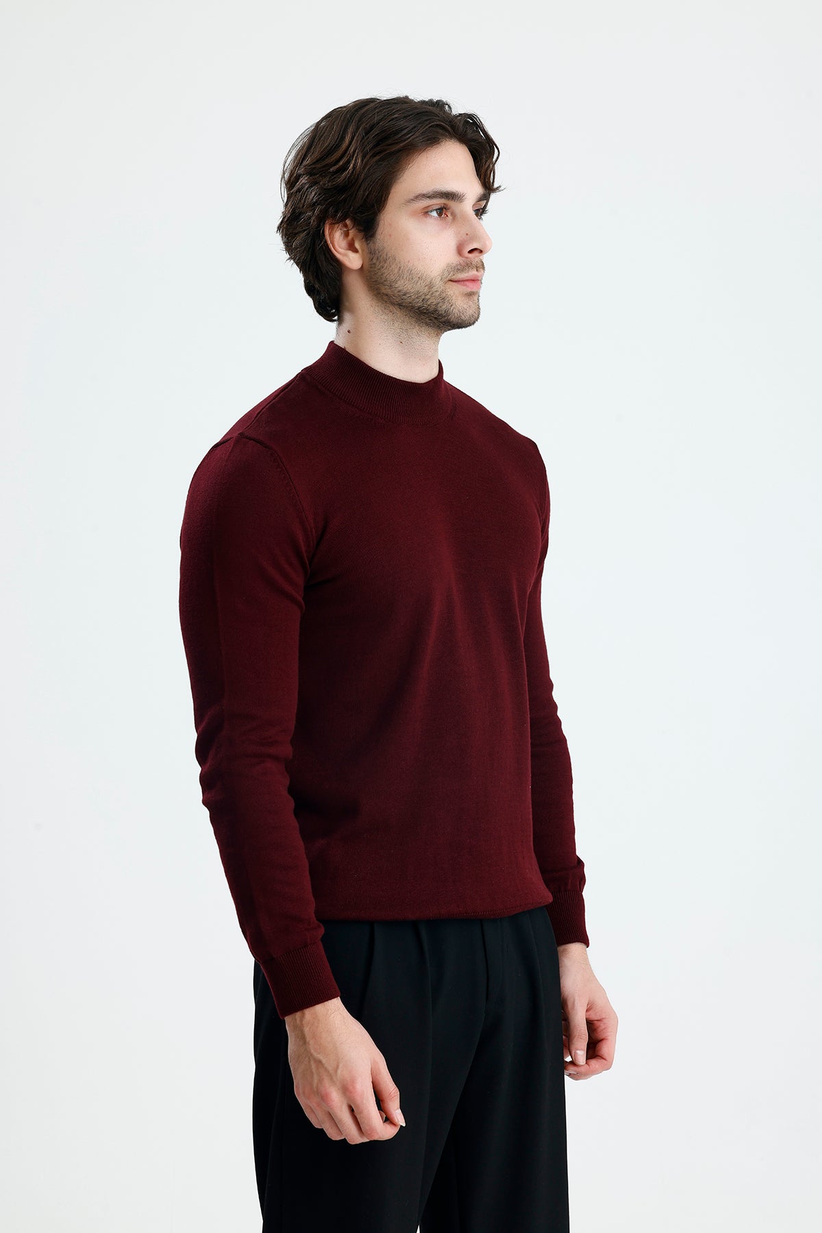 Yarım Balıkçı Yaka Düz Örgü Premium Triko Kazak