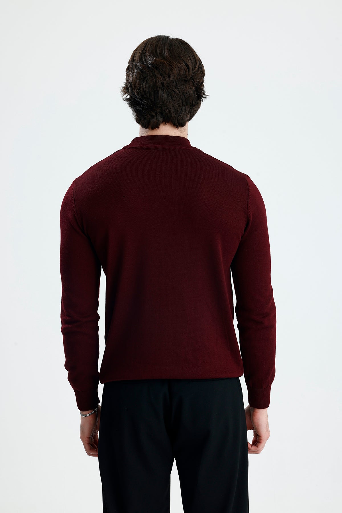 Yarım Balıkçı Yaka Düz Örgü Premium Triko Kazak