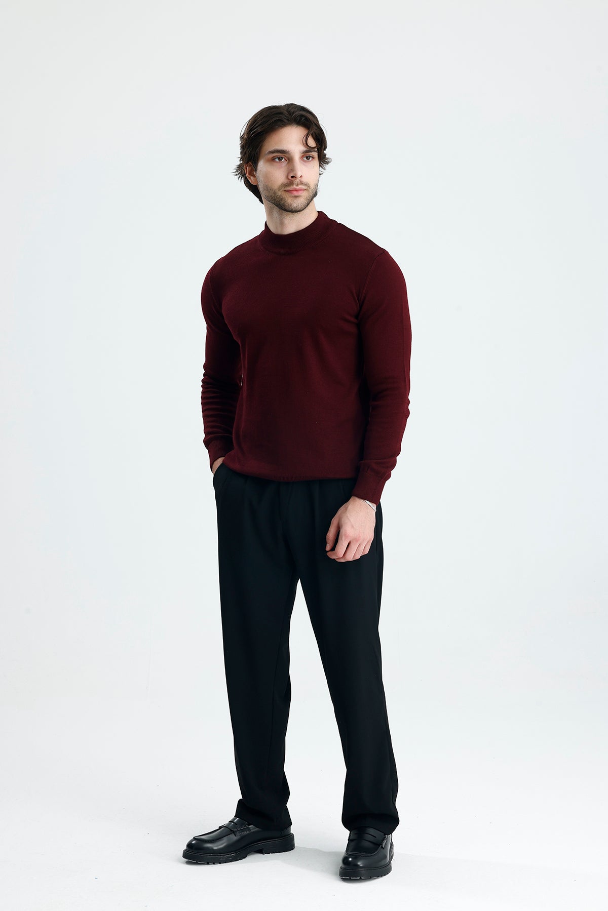 Yarım Balıkçı Yaka Düz Örgü Premium Triko Kazak