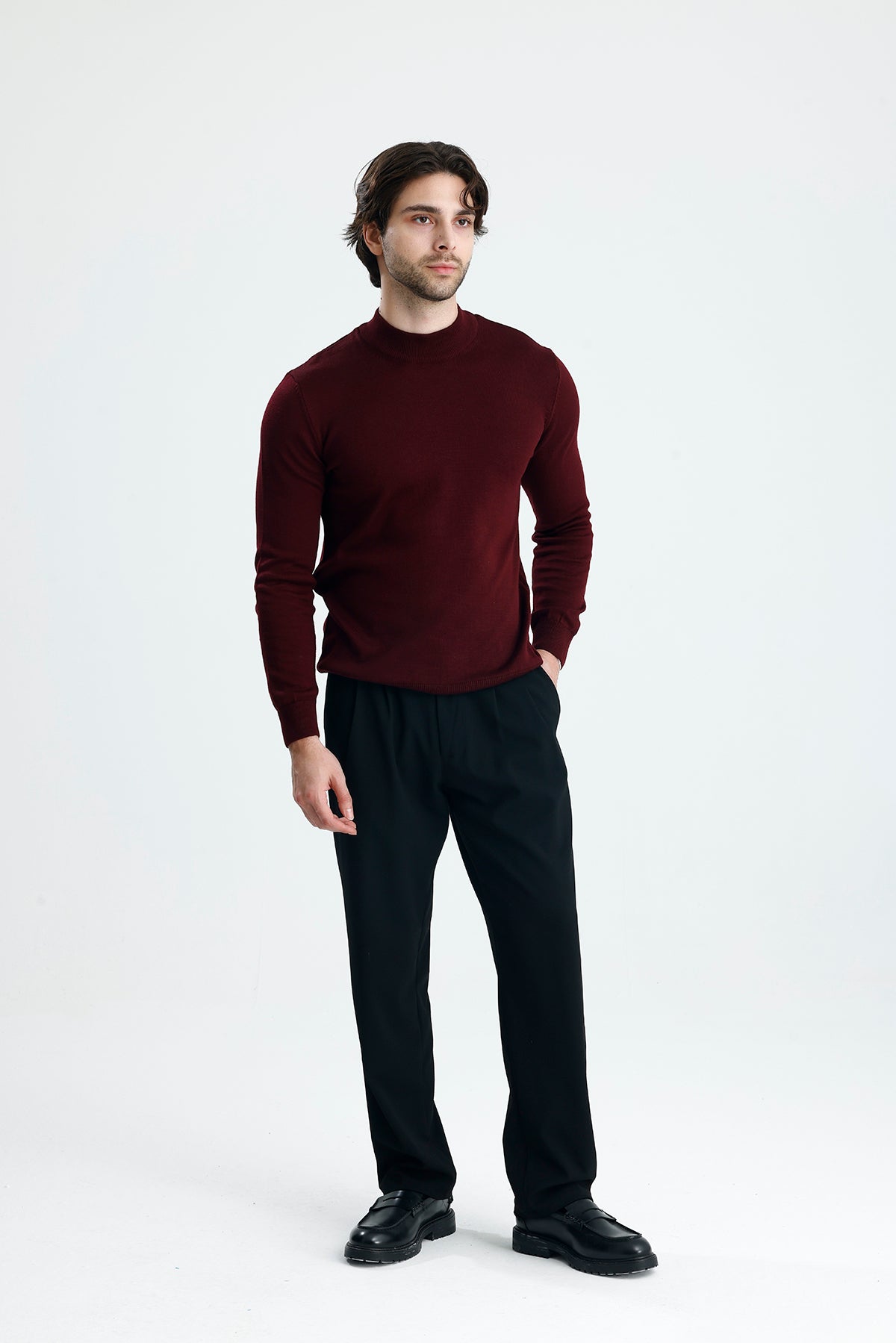 Yarım Balıkçı Yaka Düz Örgü Premium Triko Kazak