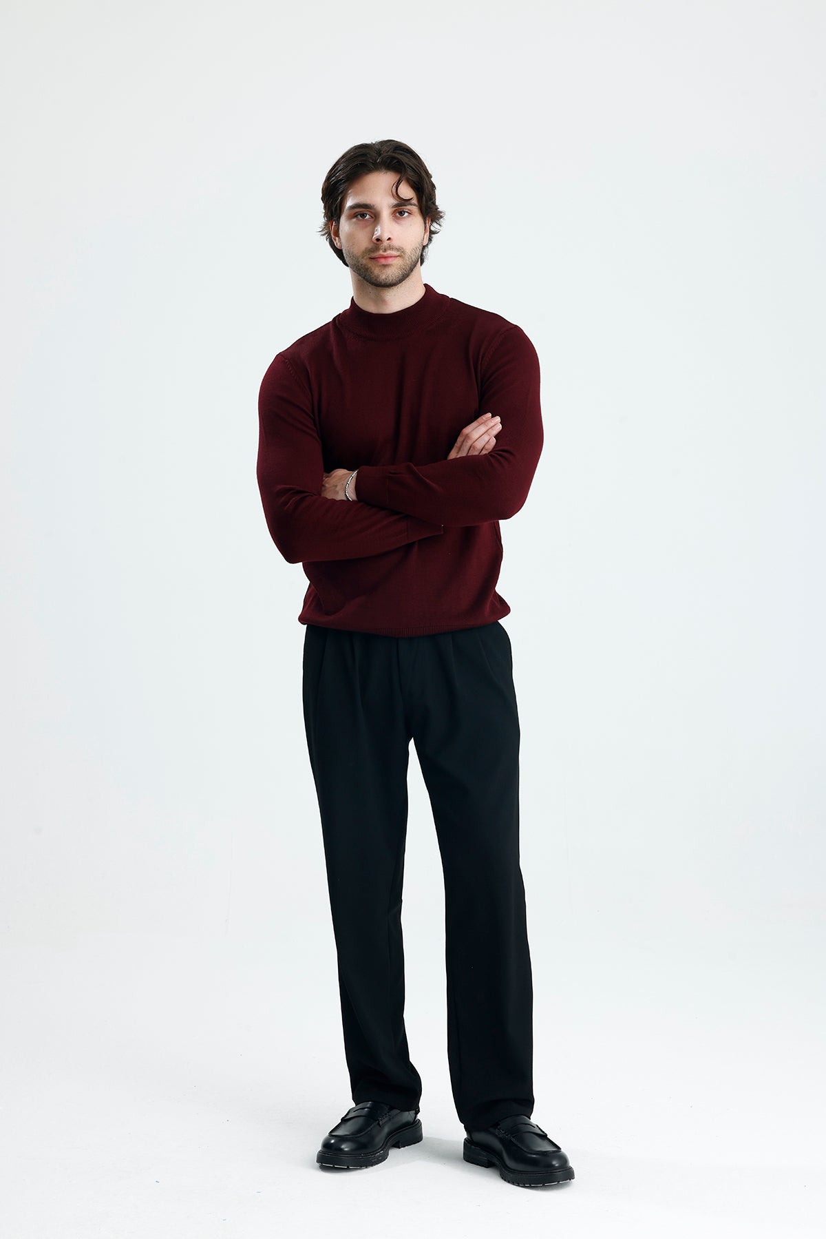 Yarım Balıkçı Yaka Düz Örgü Premium Triko Kazak