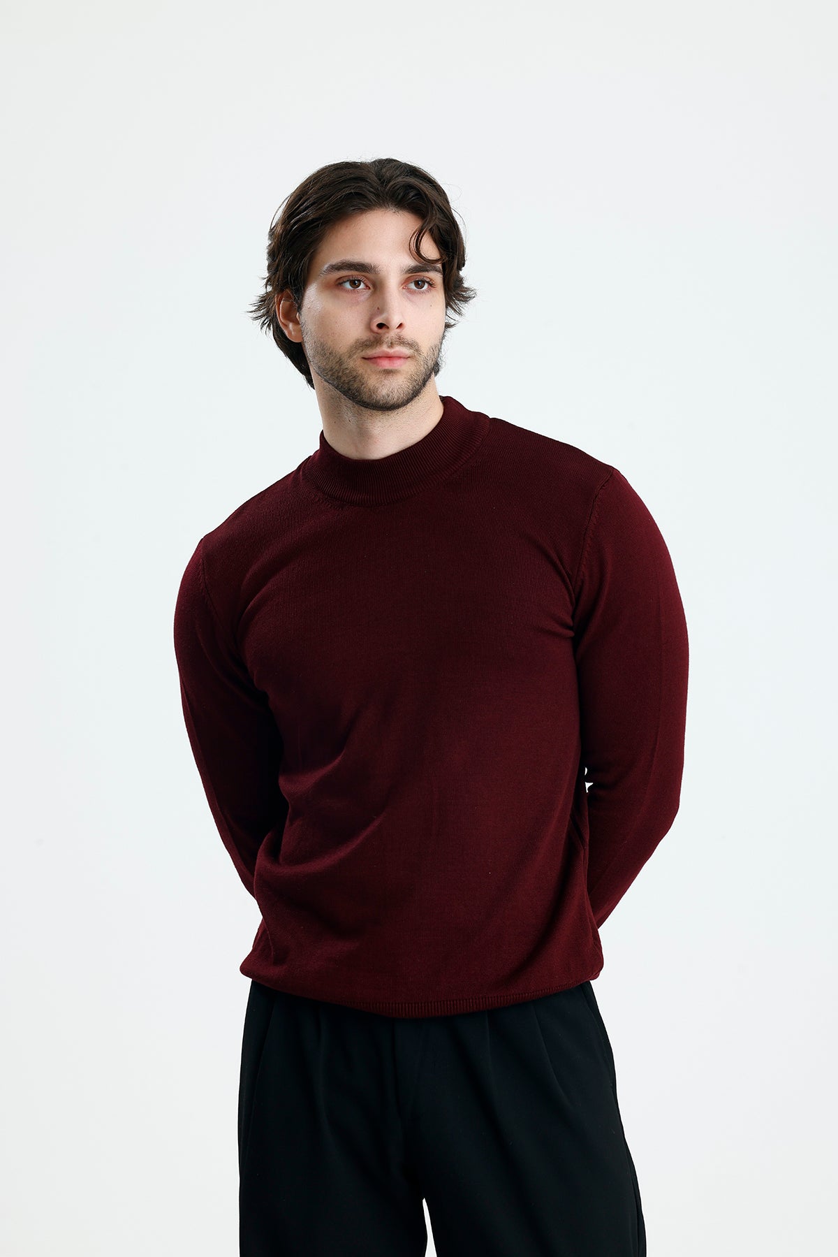 Yarım Balıkçı Yaka Düz Örgü Premium Triko Kazak